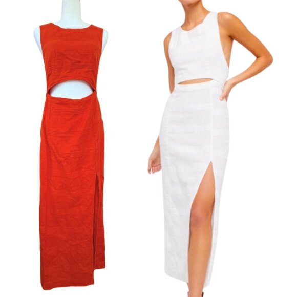 Free People Dresses & Skirts - FREE PEOPLE The Simple Life Orange Peach Linen-Blend Maxi Dress Size M